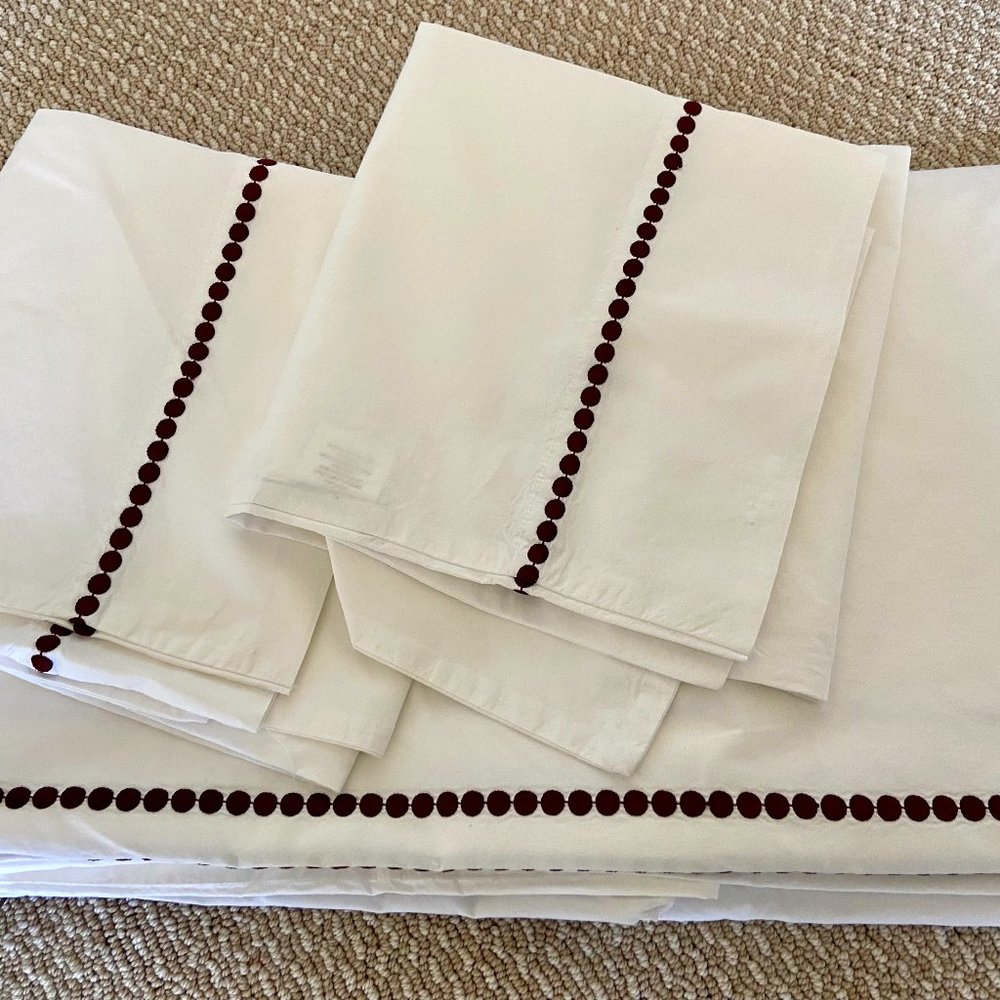 POTTERY BARN Pearl Organic Percale KING Duvet Cover and matching pillow cases